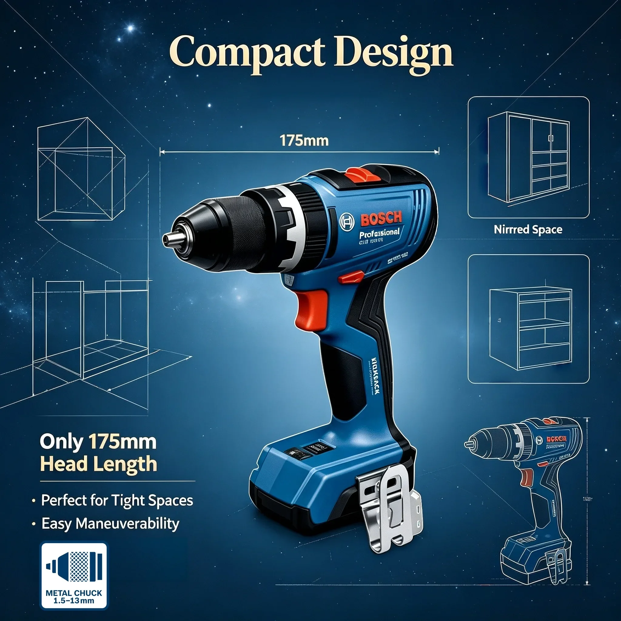 Bosch Drill Gsb 18V - BOSCH GSB 18V-65 Furadeira/Parafusadeira Sem Fio