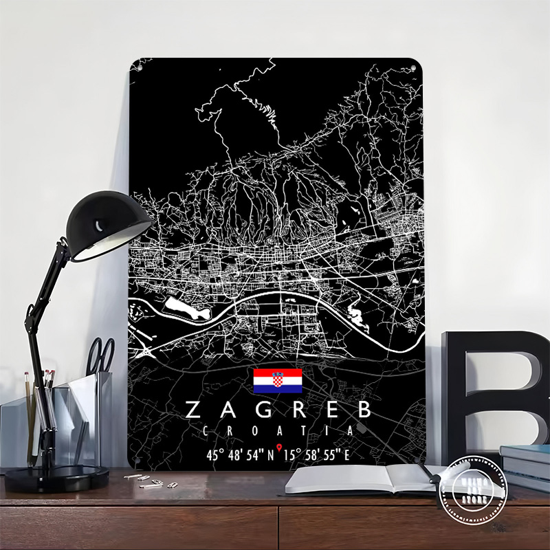 Pôster Mapa de Zagreb Croácia  - 3D Printing Zagreb avaliação e preço