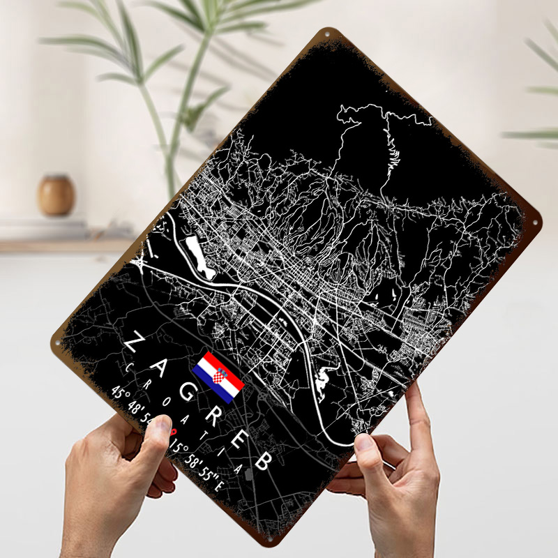 Pôster Mapa de Zagreb Croácia  - 3D Printing Zagreb avaliação e preço