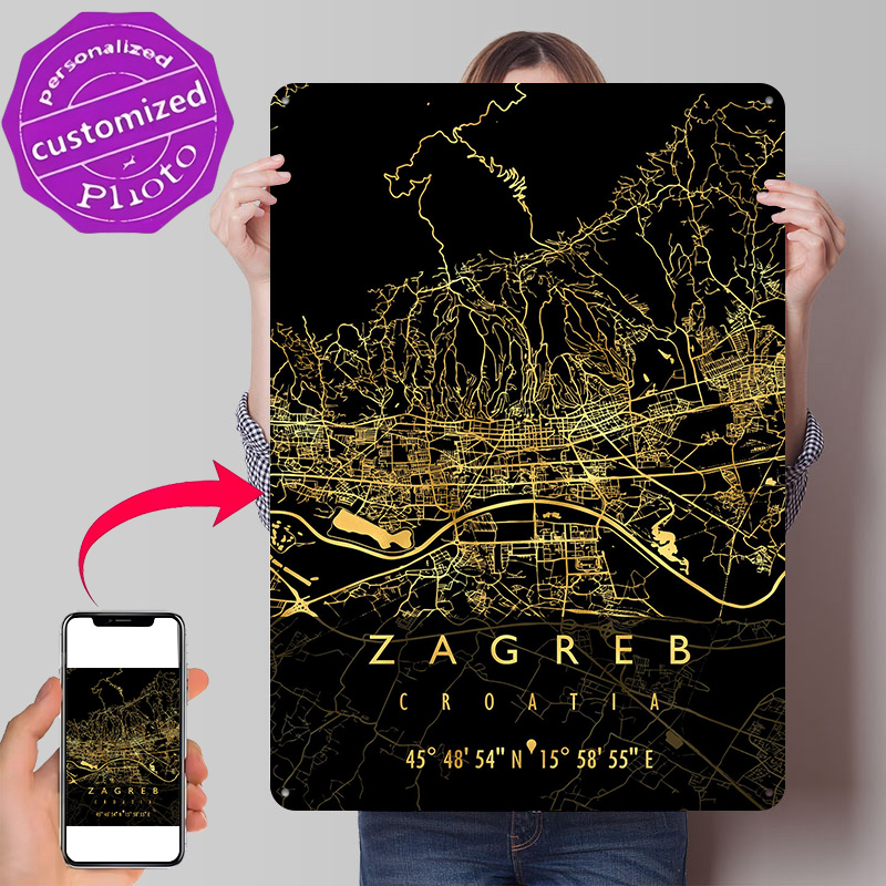 Mapa de Zagreb Croácia, Pôster - 3D Printing Zagreb avaliação e preço