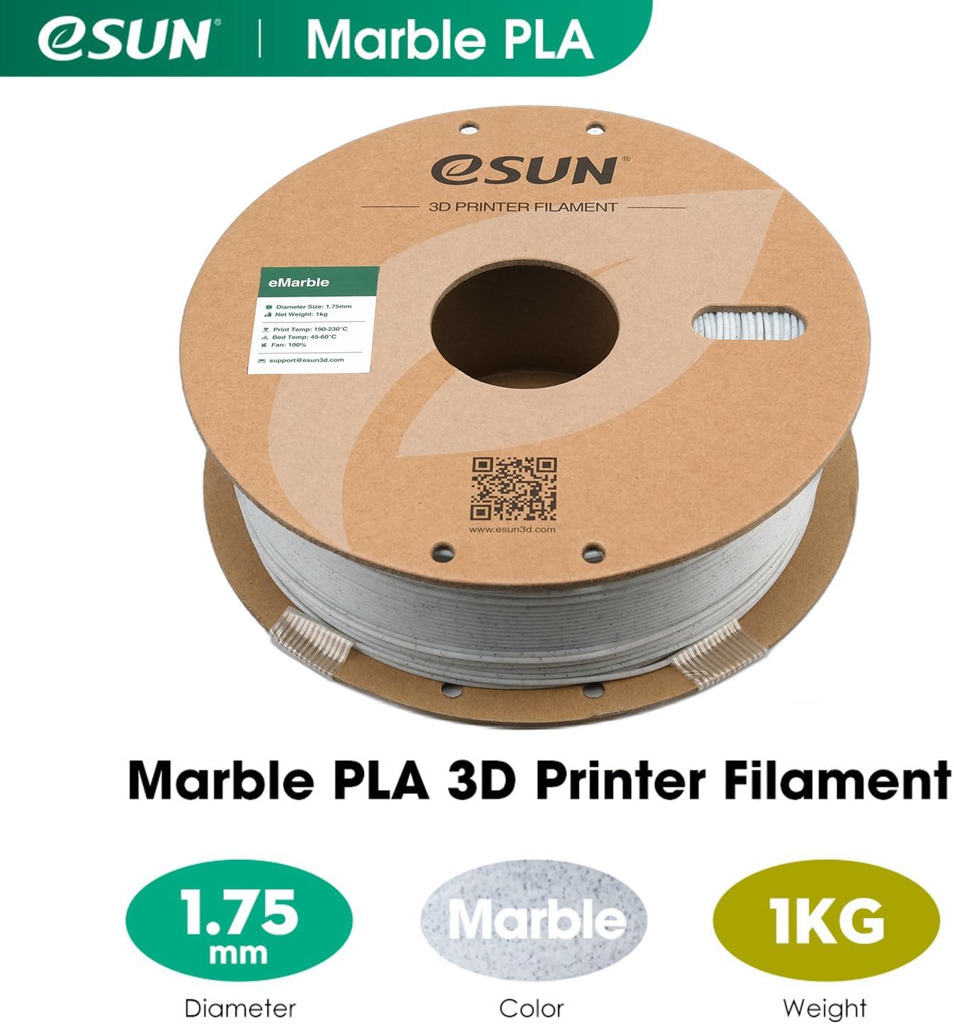 Filamento PLA Mármore ESUN 1.7 - Abs Filament Spool avaliação e preço